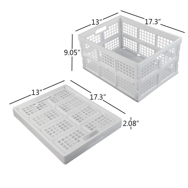Asking 3-Pack 30 L Plastic Stacking Collapsible Crate, Folding Storage Crate, White - Image 2